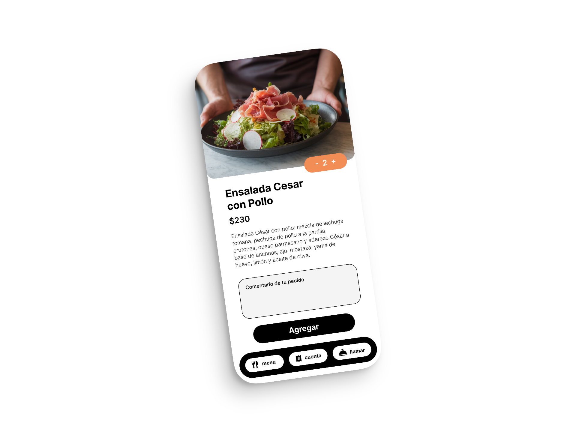 Menú digital de Bitsper Foods en un teléfono